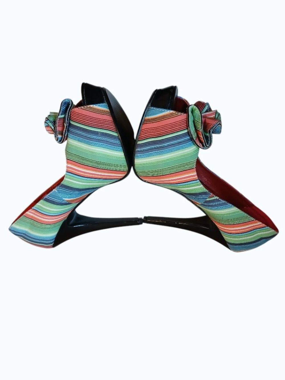 PIN UP COUTURE Stiletto Striped Fabric Pumps - Picture 11 of 16
